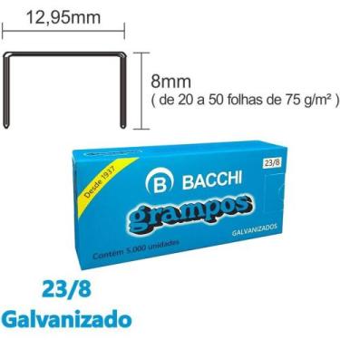Imagem de Grampo para Grampeador 23/8 Galvanizado 5000 Grampos - Bacchi