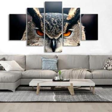 Imagem de Quadro Decorativo Mosaico De Madeira 5 Peças Coruja - Kyme Quadros
