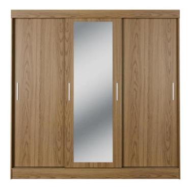 Imagem de Guarda Roupa Casal 3 Portas Espelho Vittorio 172cm Carvalho - PROVINCI