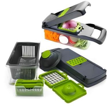 Imagem de Cortador Multi Fatiador Nicer Alimentos E Frutas Cinza 8 em 1 002 - NE