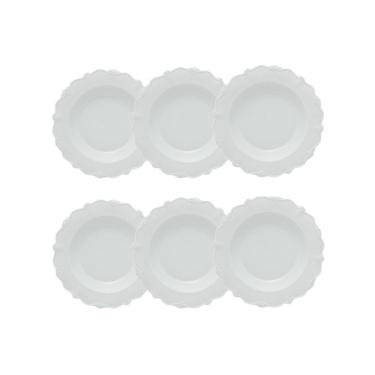 Imagem de Cj 6 Pratos Fundos de Porcelana Fancy Branco 21cm Wolff