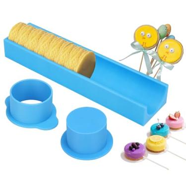 Imagem de AYAWOW Conjunto de moldes redondos de bolo pop com bandeja de molde de bolo de 23 cm, cortador circular, empurrador, ferramentas de cozimento