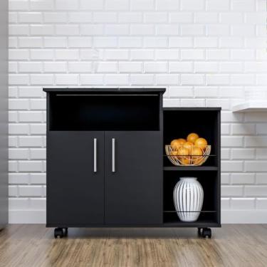 Imagem de Aparador Móveis para Cozinha e Café Buffet Armario Multiuso Cozinha Real Cantinho do Café Sala Balcão Multiuso Decoração Moderno 2 Portas(Preto)