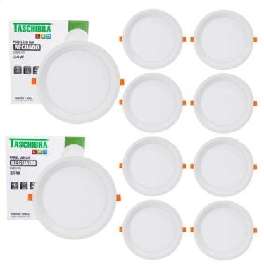 Imagem de Kit 10 Painel De Led Redondo Embutir Recuado 24w Bivolt Taschibra 6500
