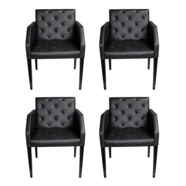 Imagem de Kit 4 Poltronas Nina Costura Capitonê - Preto - Cor: Preto - Rud House