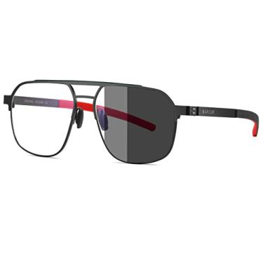 Imagem de Barcur Óculos de sol/óculos de sol aviador com bloqueio de luz azul e fotocromático Design Seconds BC306, Verde-preto/fotocromático, transparente a cinza, G