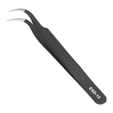 Imagem de Tweezers anti -estática ESD Aço inoxidável Dica curva HRC40-45 Ferramenta de reparo de manutenção
