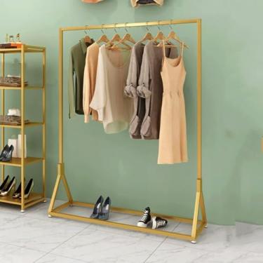 Imagem de Loja De Roupas De Trilho De Vestuário Dourado Expositor De Roupas Secagem De Roupas Rack De Roupas De Metal Heavy Duty Retail Commercial Organizer Prateleira De A, Gold Color, L100*W40*H150Cm