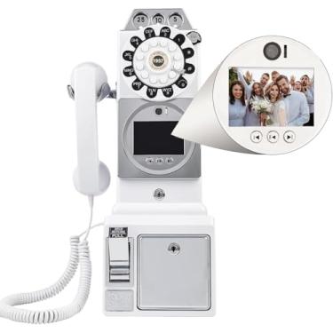 Imagem de Livro De Visitas De Vídeo Áudio Telefone De Casamento, Telefone De Casamento De Livro De Visitas De Vídeo 1080p, Ornamento De Telefone Antigo Com Gravação De Lente Para Va, White, 64G
