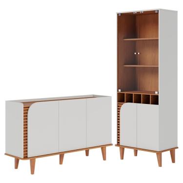 Imagem de Cristaleira E Balcão Buffet Jurere Off White Matte Freijo Colibri