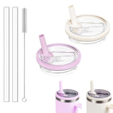 Imagem de Tianhengyi Substituição de tampa de copo de 850 g compatível com Stanley Quencher, creme + roxo