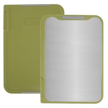 Imagem de ZJMCAJY Tábua de corte dupla face, tábua de corte de aço inoxidável para cozinha, grau alimentício, fácil de limpar, tábua de cortar grande economia de espaço para cozinha (verde)