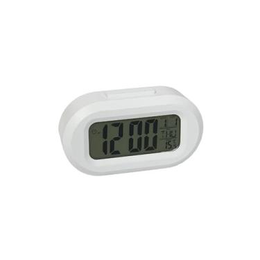 Imagem de Relógio Digital Despertador Mesa Cabeceira Branco 10.5x3.3x6 Alarme LED Data Calendário Temperatura