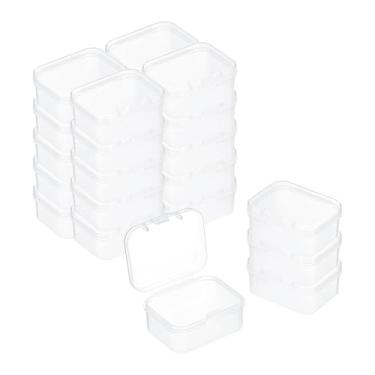 Imagem de PATIKIL 24 caixas de mini recipientes de plástico transparente, caixa organizadora de contas de 5,3 x 4,1 cm com tampa articulada, suporte retangular, estojos de plástico para itens de joias