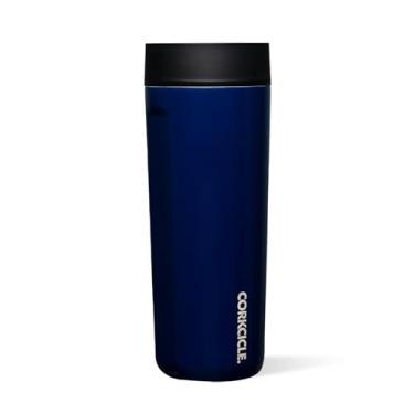 Imagem de Corkcicle Caneca de café de viagem isolada de aço inoxidável à prova de vazamento Commuter Cup mantém as bebidas frias por 9 horas e quentes por 3 horas, azul marinho, 500 ml