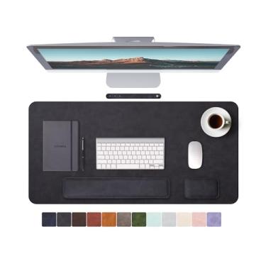 Imagem de RENMTURE Mouse pad grande e descanso de pulso para teclado, tapete de mesa para teclado e mouse, mouse pad grande para jogos com suporte de pulso, tapete de mesa para trabalho e jogos (preto)