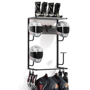 Imagem de Suporte de capacete de motocicleta montado na parede OMISRUIS Grey