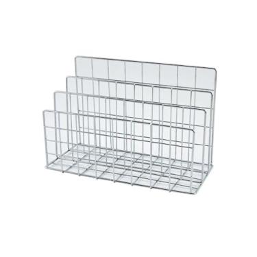 Imagem de Organizador de arquivos de mesa Organizador de papelaria com 3 camadas malha ferro metálico para revistas, documentos, arquivo, estante para livros