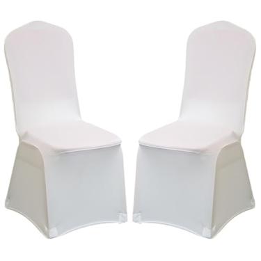 Imagem de Pacote com 2 capas de cadeira dobráveis de elastano elástico, capas removíveis para cadeiras, protetores universais, com bolso elástico para os pés, para festa de casamento, banquete, celebração