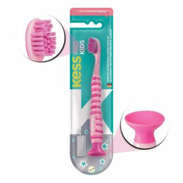 Imagem de Escova Dental Kess Pro Kids Com Ventosa Rosa Cód.2067