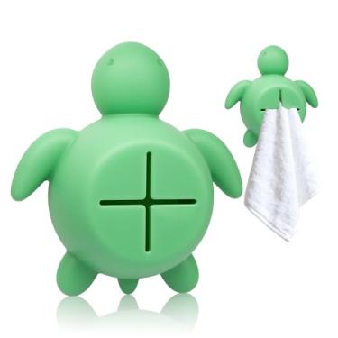 Imagem de WUUCKOO Lindas tartarugas marinhas ganchos de toalha de cozinha para armário, adesivo engraçado de parede gancho de toalha de mão para lava-louças, parede, banheiro, geladeira, trailer, suporte de