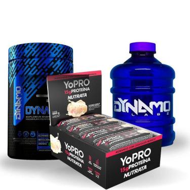 Imagem de Kit Pré Treino Dynatron 630G+12 Barras Yopro Nutrata+Galão