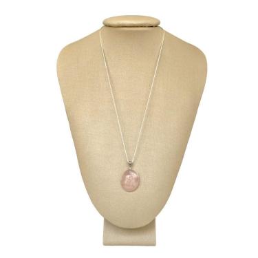 Imagem de Colar prata 925 quarto rosa oval legítima - p. vecchio joias