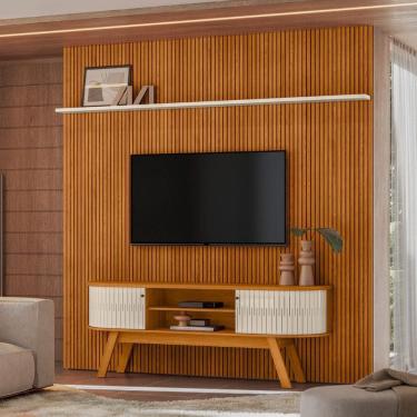 Imagem de Kit New Amalfi Painel e Aparador Rack Cinamomo/Off-White