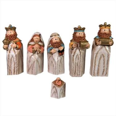 Imagem de Presépio Sagrada Família 6 Figuras Reis Magos Presentes Resina 8CM - M