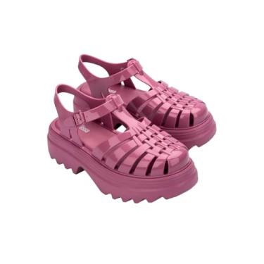 Imagem de Melissa Sandálias femininas Possession Platform II Jelly – Plataforma grossa clássica estilo pescador com tira ajustável no tornozelo, sola leve de EVA e tração antiderrapante, Lilás, 37