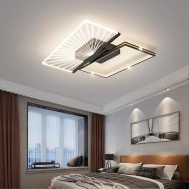 Imagem de Luminária de teto LED moderna com design regulável, luminária de teto para sala de jantar, quarto, sala de estar, cozinha, sala de estudo, iluminação de teto com controle remoto, sala de jan