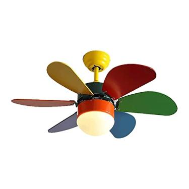 Imagem de Luminárias pendentes, ventilador de teto nórdico moderno com luz, ventilador de teto com lâmina de madeira colorida, luminária de teto com controle remoto de 3 velocidades com LED regulável