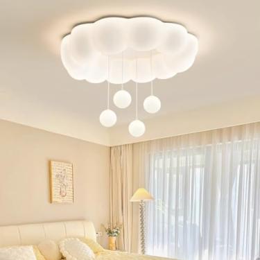 Imagem de Luminária de teto LED moderna para jardim de infância, luminária de teto regulável com controle remoto, nuvens, quarto de menino e menina, iluminação LED, quarto infantil, abajur, decoração