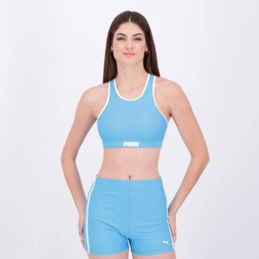 Imagem de Top Puma Gym To Swim Feminino Azul e Branco, G