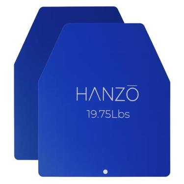 Imagem de HANZO - Placas de colete de peso de resistência, 4 kg/6,6 kg (par) - Placas táticas de aço revestidas com pó para treinamento de força, fitness e rucking - Design durável para ajuste seguro (17,9 kg
