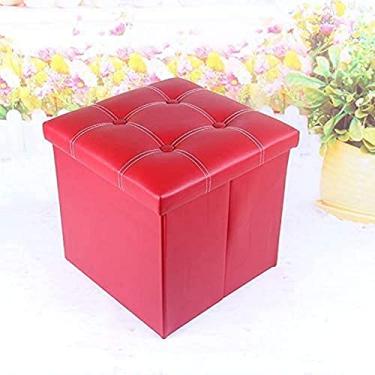 Imagem de Banqueta para os pés, banquinho de armazenamento otomano, banco de sapatos dobrável multifuncional, de couro quadrado, à prova d'água e à prova de umidade, banco de pés para quarto, escritório