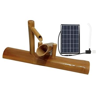Imagem de Fonte de água solar de bambu com bomba, decoração de jardim, fontes Feng Shui Zen, para interior e exterior, 40 cm, criatividade (35 cm)