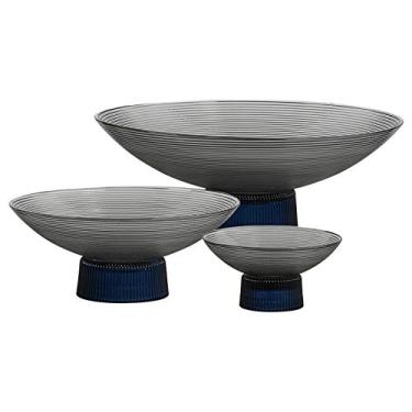 Imagem de Conjunto de fruteiras de 3 fruteiras decorativas de pedestal redondo centro de mesa tigela decorativa de vidro tigela de exibição de frutas | prato de frutas, | centro de mesa de cozinha | tigela de