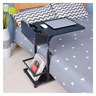 Imagem de Mesa de cabeceira lateral exclusiva em forma de C, mesa de laptop, mesa de computador portátil, mesa de elevação ajustável, mesa para laptop, armazenamento removível, mesa lateral pequena, mesa de