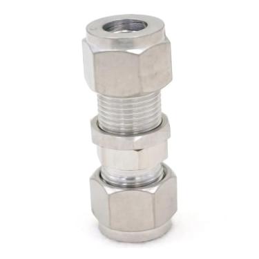 Imagem de WWECCQIJ Encaixe de tubo O/D 16 mm Bulkhead 304 aço inoxidável virola pneumática ar compressão encaixe de tubo