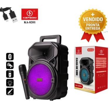 Imagem de Caixa de Som Portátil Bluetooth 20W Rms com Microfone Usb Sd Mp3 LED 6