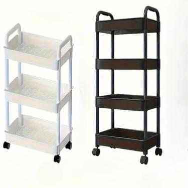 Imagem de Carrinho Multiuso, Carrinho Organizador Móvel, Carrinho Organizador Multiuso com Rodinhas Banheiro Lavanderia 4 Prateleiras(4 Andares,Aleatorio)