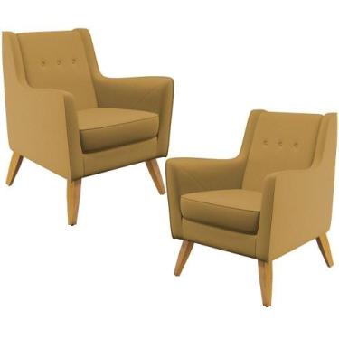 Imagem de Kit 02 PoltronasTaroba D02 Veludo Mostarda C-260 - MESTRE DOS COLCHOES