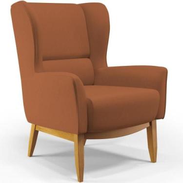 Imagem de Poltrona Fixa Base De Madeira Milena D02 Veludo Telha C-262 - GRAN BEL