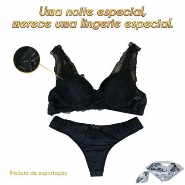 Imagem de Conjunto em renda. - Nobreza Real Lingerie, Preto, 44