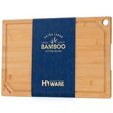 Imagem de Tábua de cortar Hiware Extra Large Bamboo 45x30cm com Juice Groove