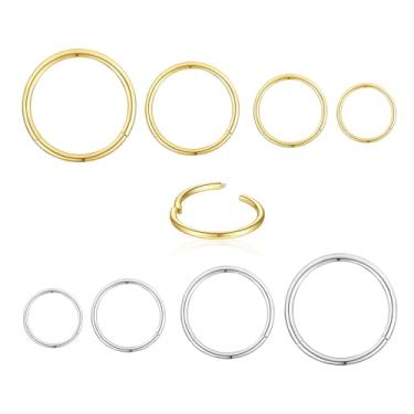 Imagem de Anel de nariz 18G clicker (8 peças) | Anéis de septo 18G Segmento articulado Helix Cartilagem Daith Tragus Sleeper Ouro/Prata Piercing de nariz Brincos Piercing Corporal Joias para Mulheres Homens 6