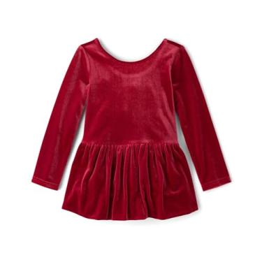 Imagem de The Children's Place Vestidos casuais de manga comprida para bebês meninas e crianças pequenas, Veludo ocre vermelho, 18-24 Meses