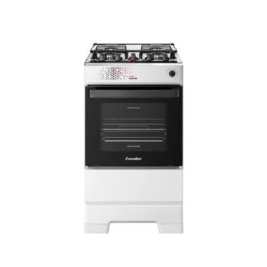 Imagem de Fogão Esmaltec 4 Bocas Ideal Master Mesa Inox Tampa de Vidro Forno 50 Litros Branco T4ITB Bivolt