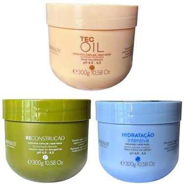 Imagem de Kit Cronograma Capilar Arvensis Profissional 3 Máscaras de 300g – Hidratação, Nutrição e Reconstrução para Cabelos Danificados e Ressecados